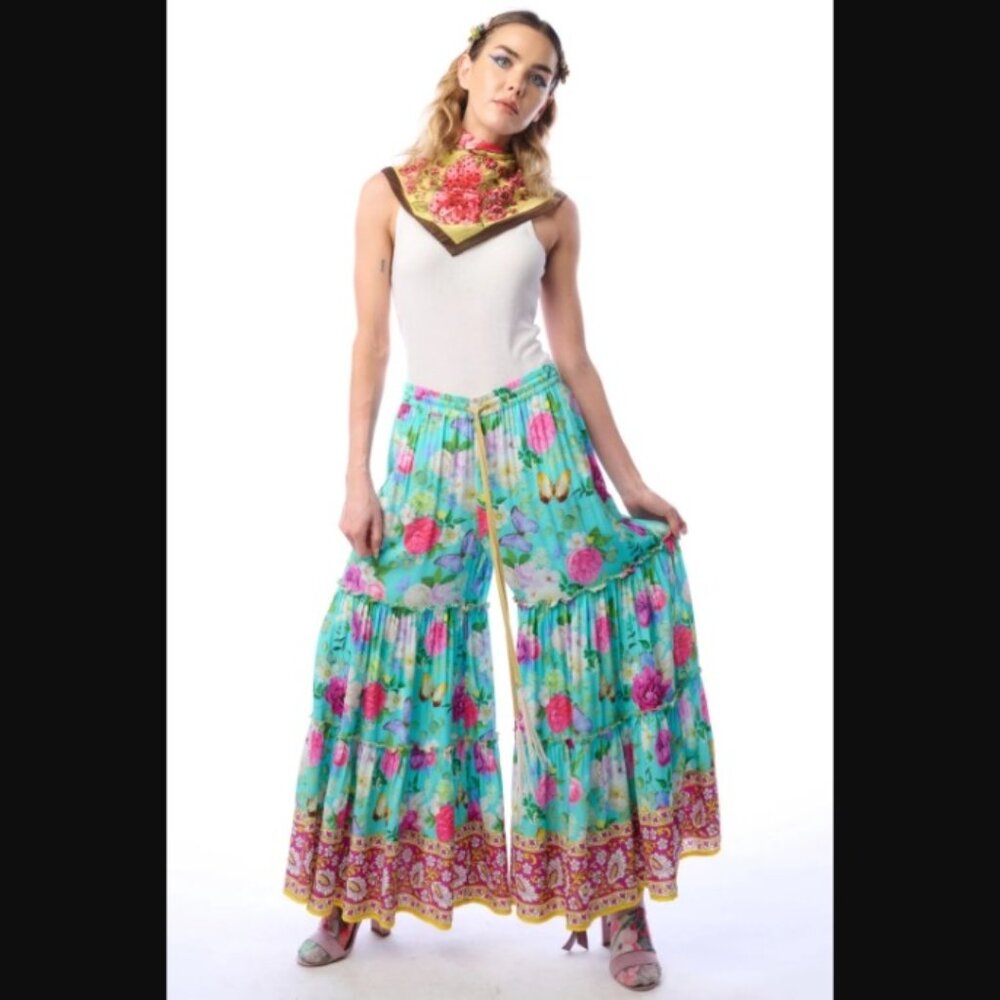 Aratta Serenity Springs Pants Teal Floral size Large NWT  /B5